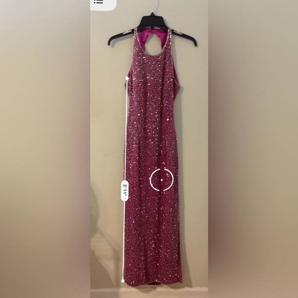 NWOT: Stunning Scala Fuchsia Sequined Long Backless Gown! Size Medium. 💖 - Picture 10 of 16